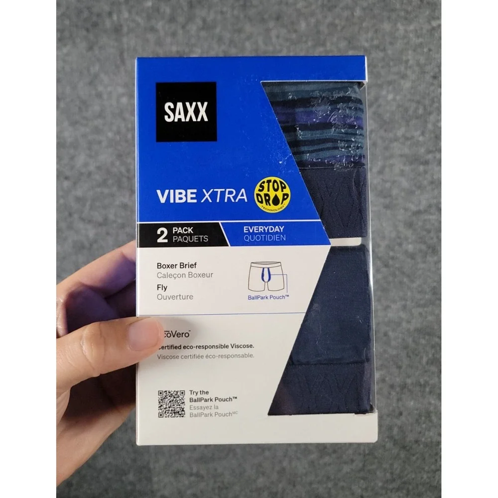 NWT SAXX Vibe XTRA Boxer Brief 2 Pack Mens Small Super Soft Moisture Wicking